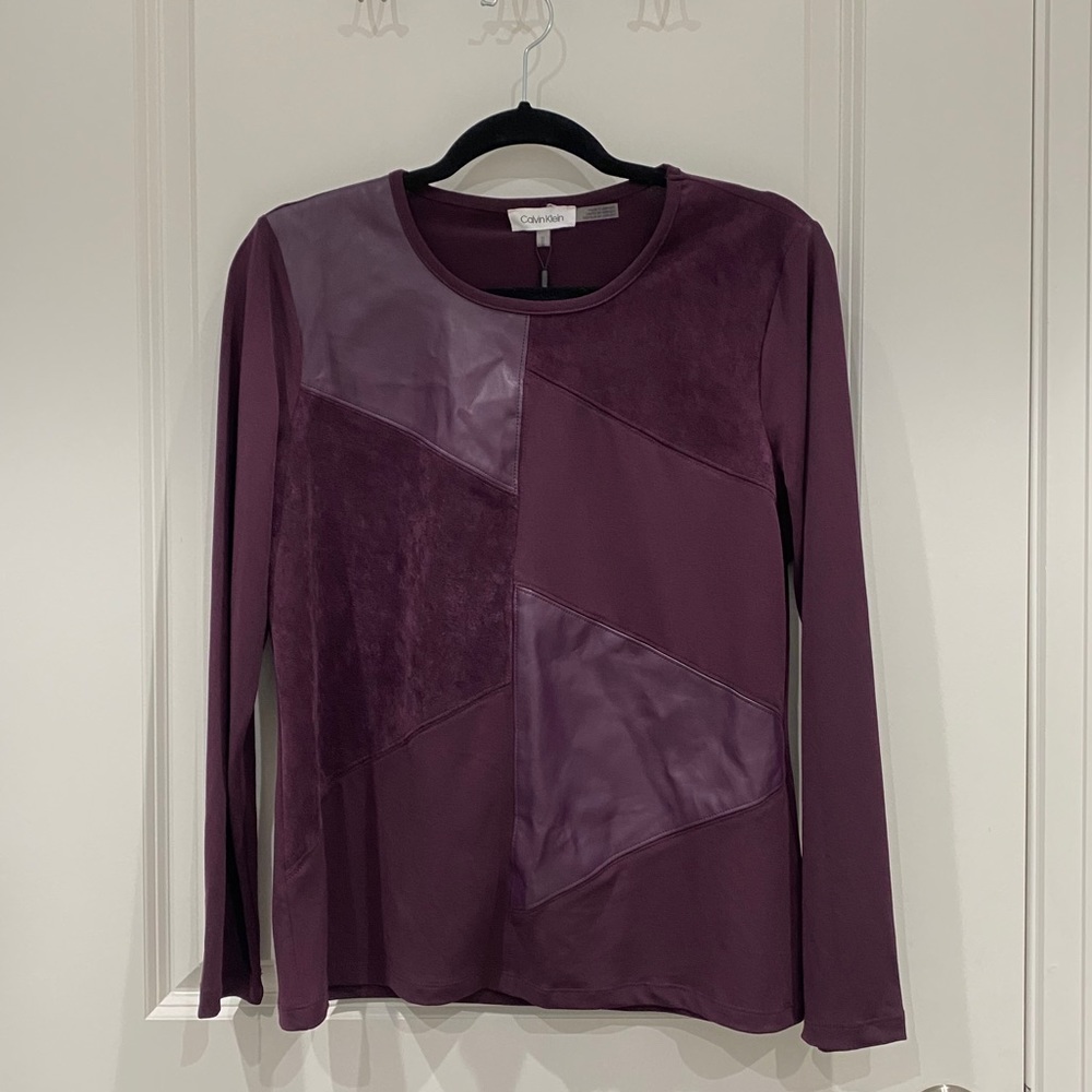 Calvin Klein Velvet & Leather Sweater